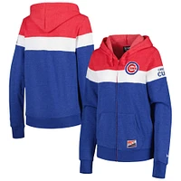 Blouson à capuche et zip intégral color block Chicago Cubs New Era Heather Royal pour femme