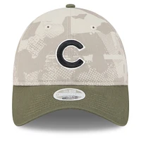 Women's New Era Light Beige/Olive Chicago Cubs 2025 Armed Forces Day 9TWENTY Adjustable Hat