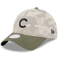 Women's New Era Light Beige/Olive Chicago Cubs 2025 Armed Forces Day 9TWENTY Adjustable Hat