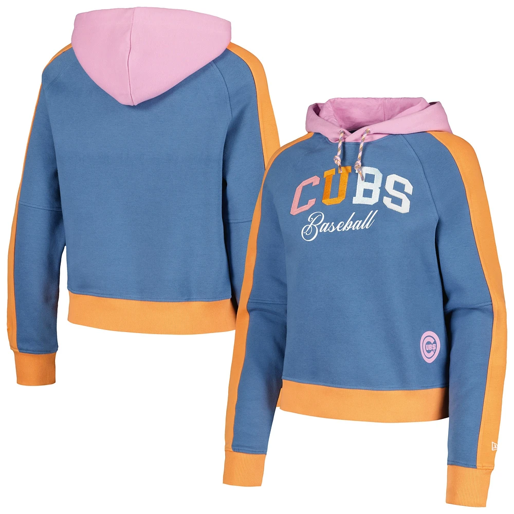 Sweat à capuche New Era bleu clair Chicago Cubs Fashion Color Pop pour femme