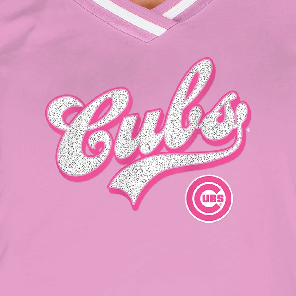Women's New Era Light Pink Chicago Cubs Gameday V-Neck T-Shirt