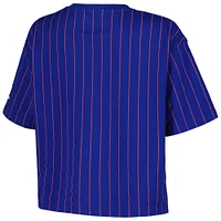 Women's New Era Royal Chicago Cubs Boxy Pinstripe T-Shirt