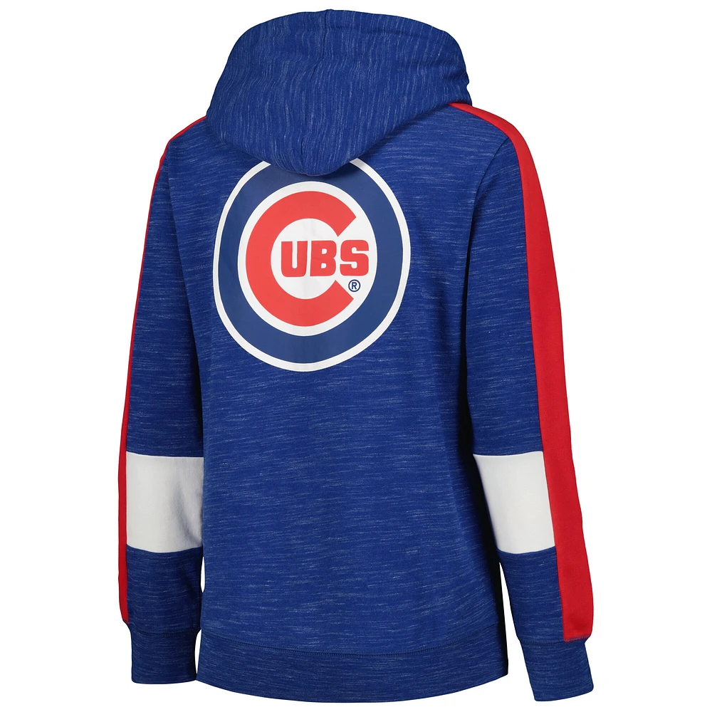 Women's New Era Royal Chicago Cubs Colorblock Full-Zip Hoodie