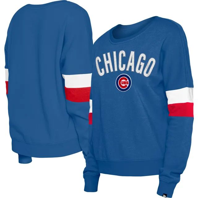 Chicago Cubs Starter Women's Baseline Raglan Pullover Sweatshirt - Royal/Red