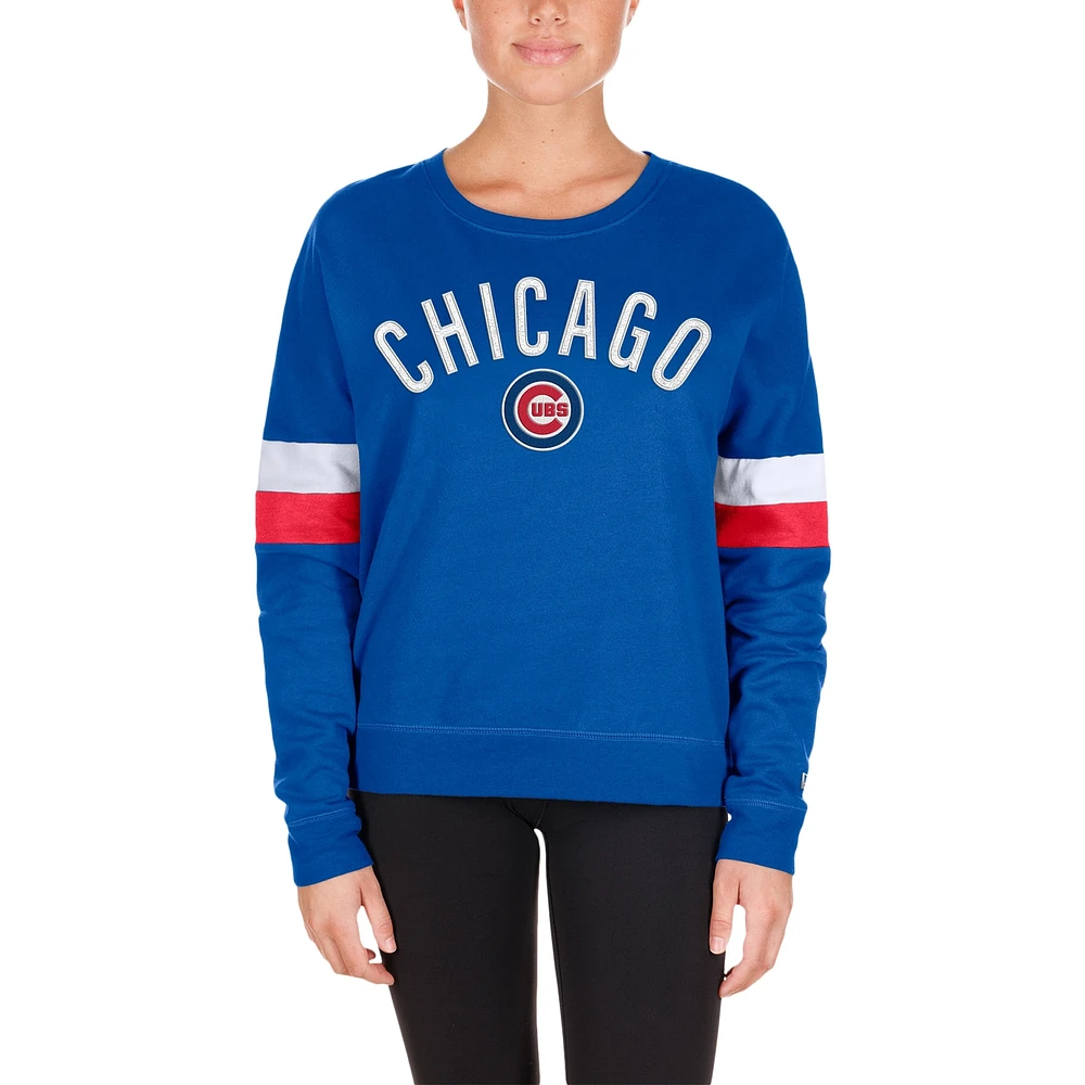 Women's New Era Royal Chicago Cubs Game Day Crew Pullover Sweatshirt