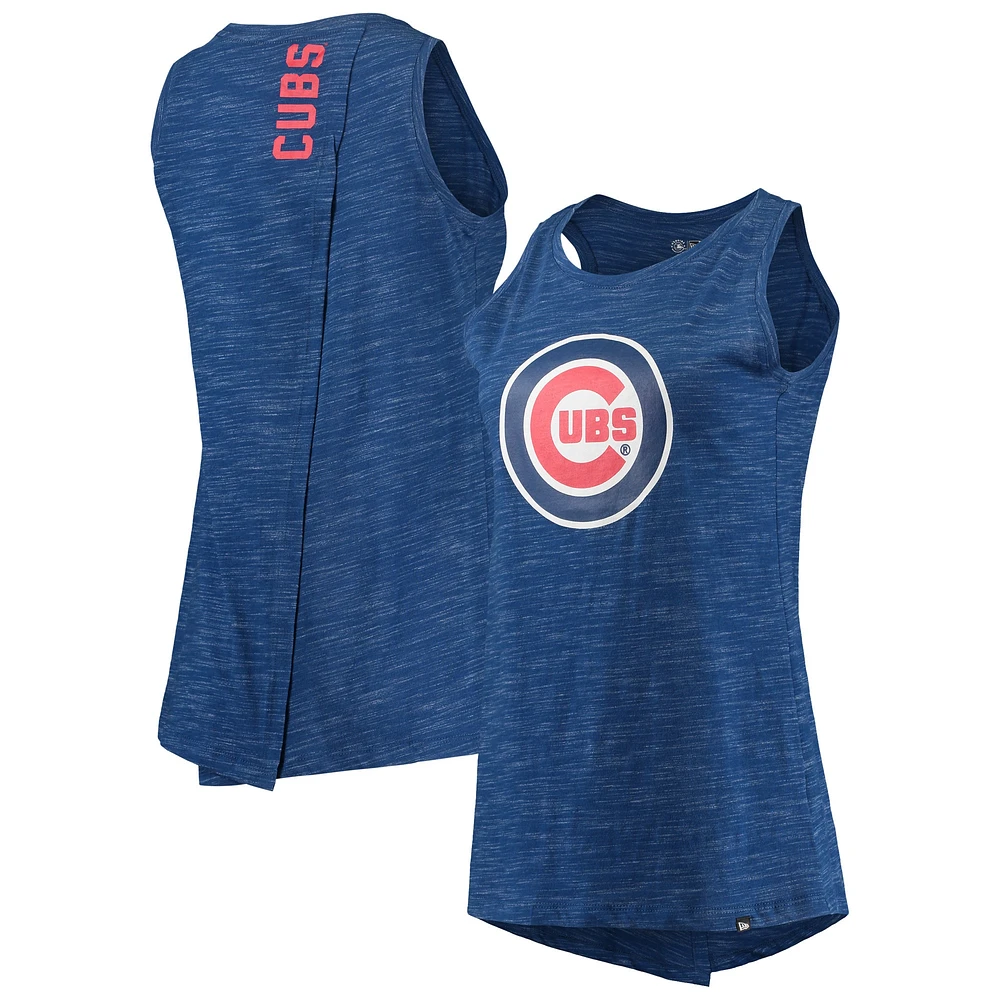 Débardeur New Era Royal Chicago Cubs Space Dye avec nœud dans le dos pour femme