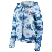 Women's New Era Royal Chicago Cubs Tie-Dye Fleece Full-Zip Hoodie