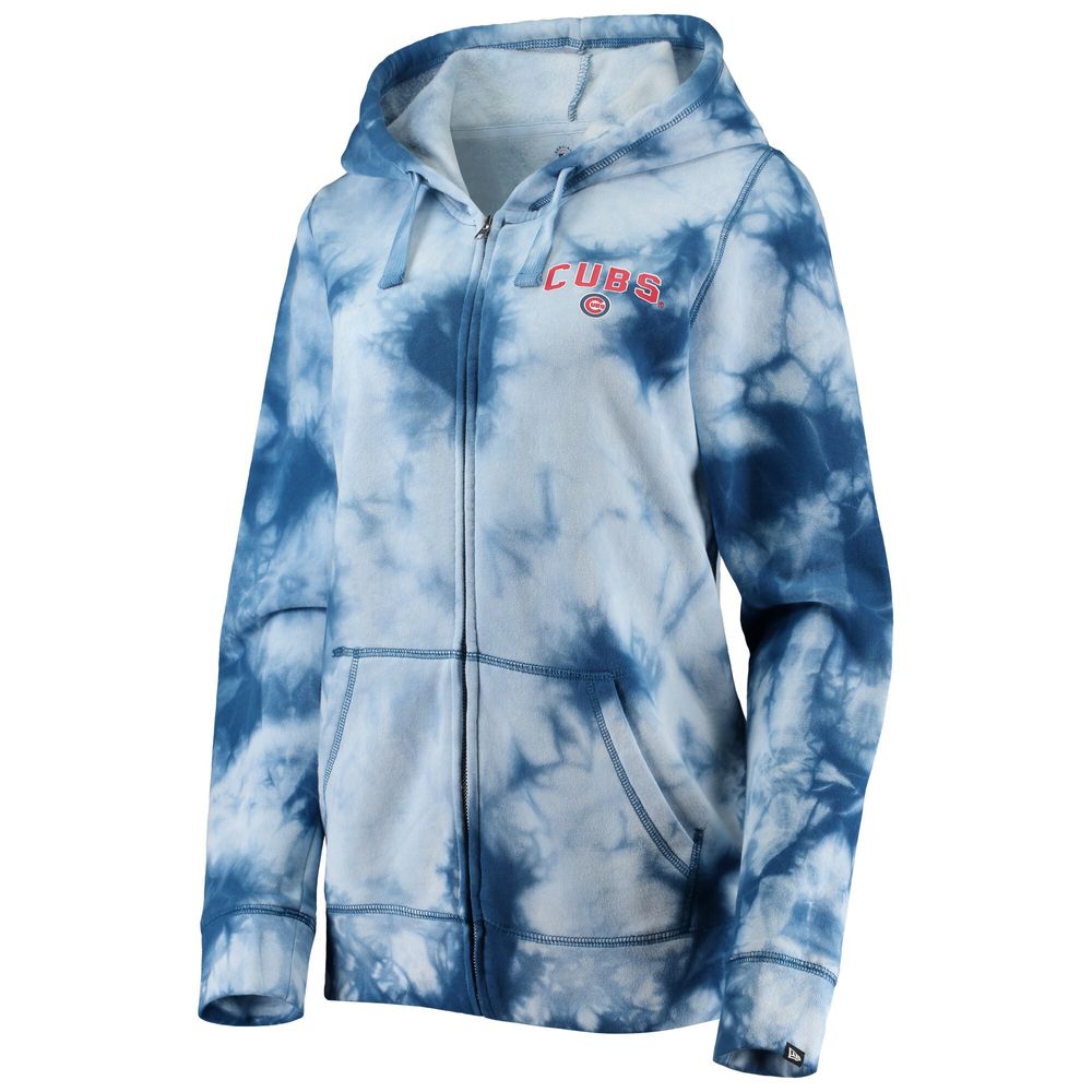 Women's New Era Royal Chicago Cubs Tie-Dye Full-Zip Hoodie