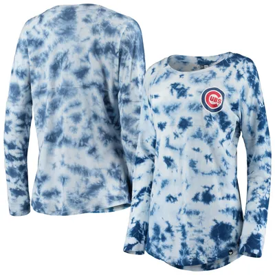 Chicago Cubs New Era Women's Tie-Dye Long Sleeve T-Shirt - Royal
