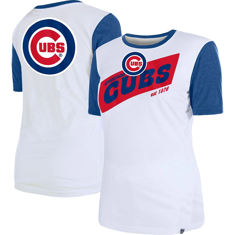 T-shirt blanc New Era Chicago Cubs color block pour femme