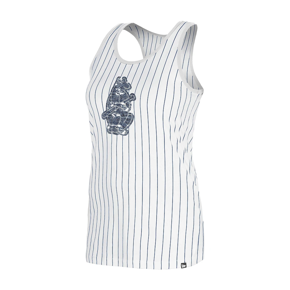 Women's New Era White Chicago Cubs Gameday Pinstripe Tank Top