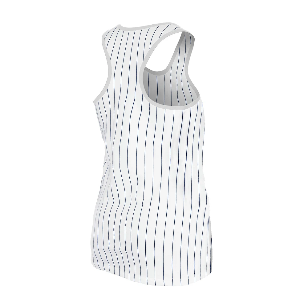 Women's New Era White Chicago Cubs Gameday Pinstripe Tank Top