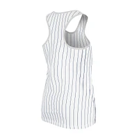 Women's New Era White Chicago Cubs Gameday Pinstripe Tank Top