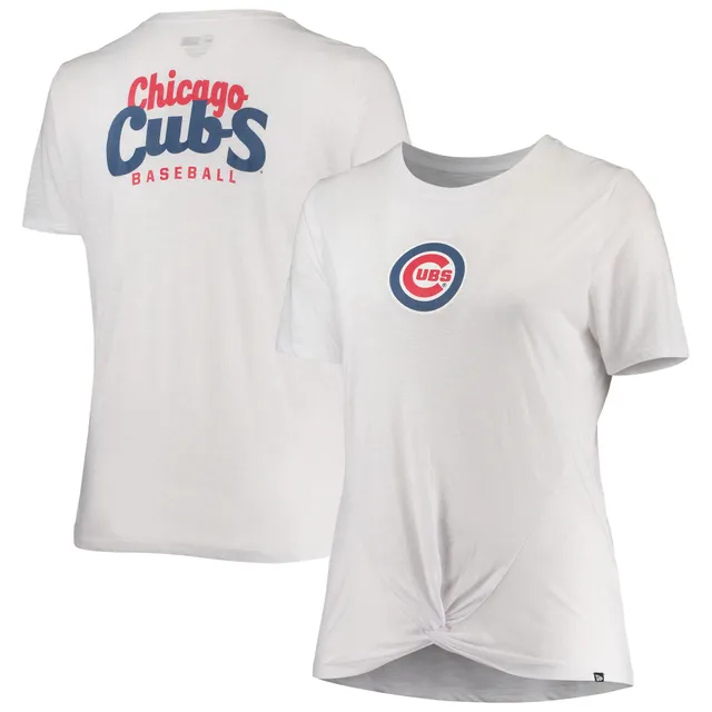 Women's New Era Royal Chicago Cubs Plus Size Two-Hit Front Knot T-Shirt