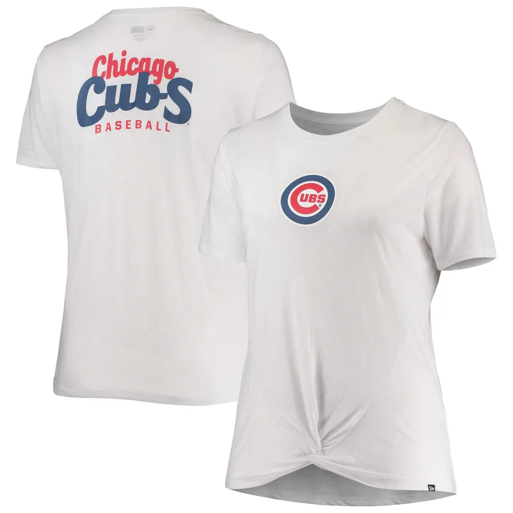Lids Chicago Cubs New Era Women's Plus 2-Hit Front Knot T-Shirt - White