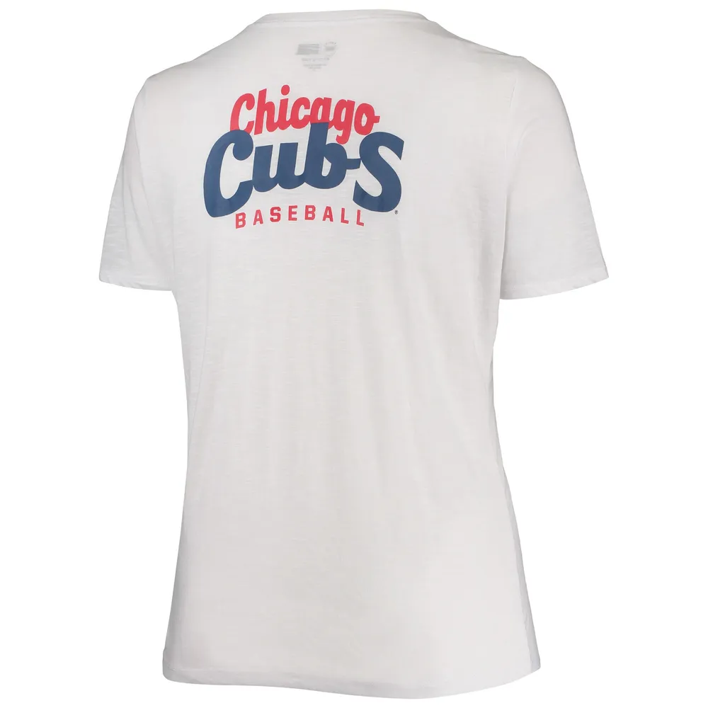 T-shirt New Era pour femme avec nœud sur le devant des Cubs de Chicago, taille plus, blanc