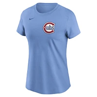 Women's Nike Dansby Swanson Baby Blue Chicago Cubs Fuse Name & Number T-Shirt