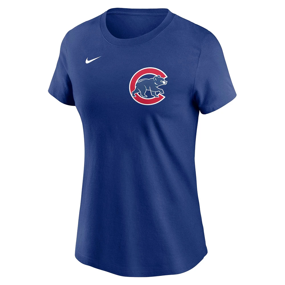 T-shirt Nike Dansby Swanson Royal Chicago Cubs Fuse avec nom et numéro pour femme