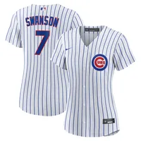 Maillot Nike Dansby Swanson pour Femme Blanc/Royal Chicago Cubs Home Replica Player