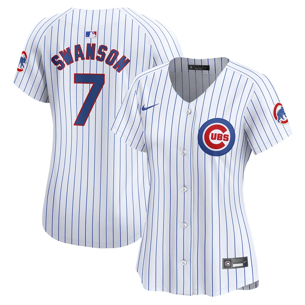 Maillot de joueur Nike Dansby Swanson pour femme, blanc, Chicago Cubs, domicile limité