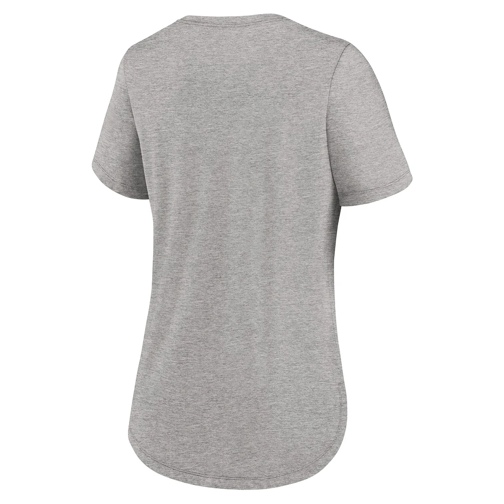 Women's Nike Heather Gray Chicago Cubs Script Tri-Blend T-Shirt
