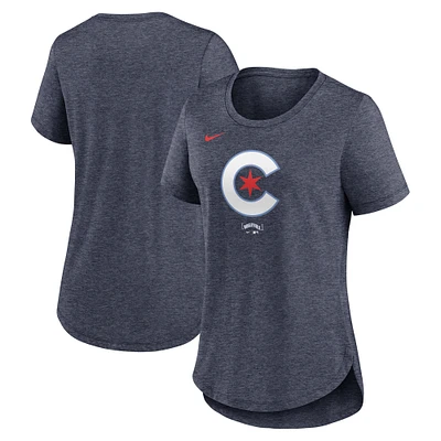 Women's Nike  Heather Navy Chicago Cubs 2024 City Connect Tri-Blend T-Shirt