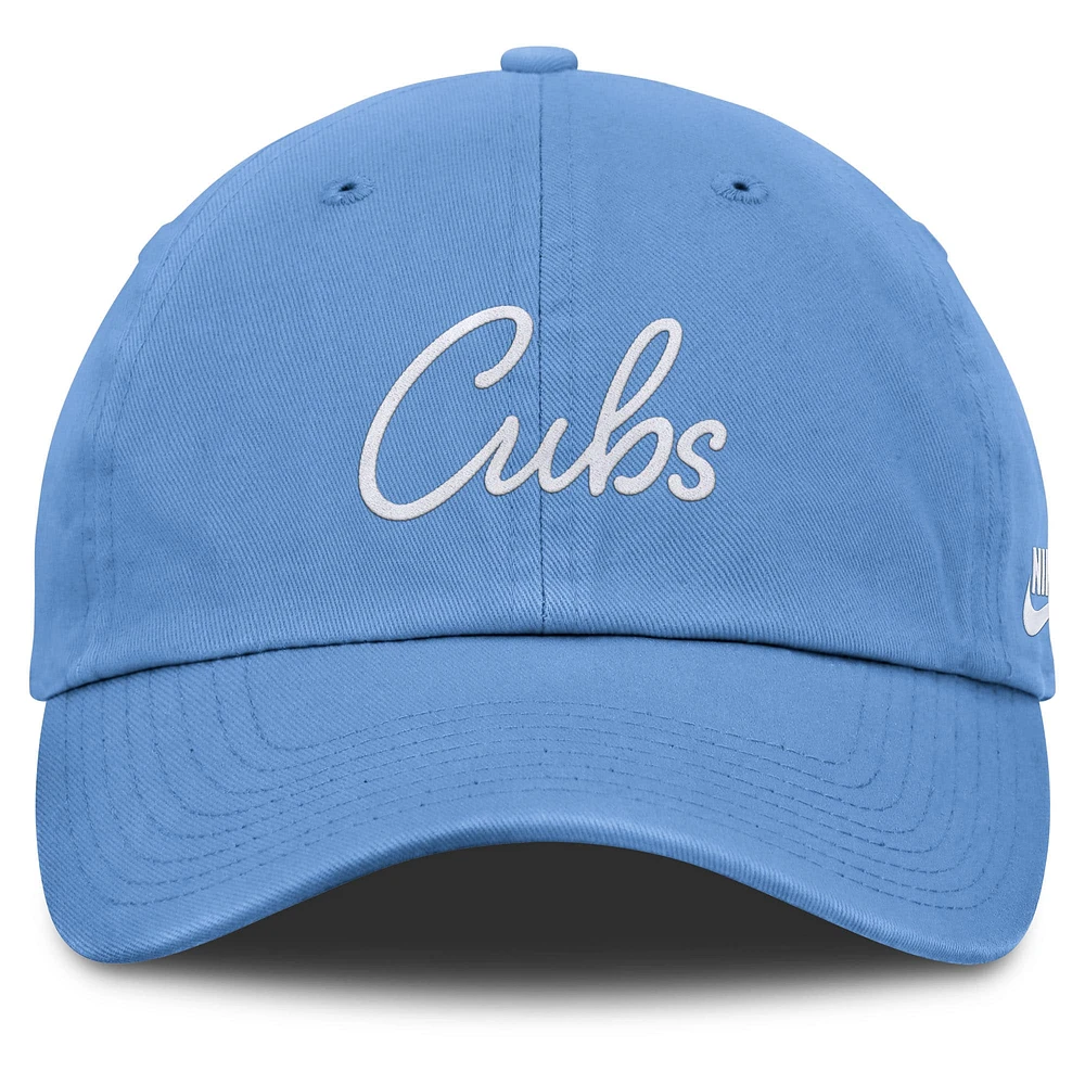 Women's Nike  Light Blue Chicago Cubs Cooperstown Club Script Adjustable Hat