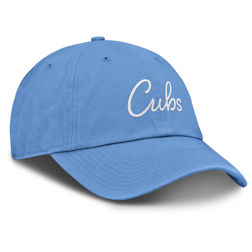 Women's Nike  Light Blue Chicago Cubs Cooperstown Club Script Adjustable Hat