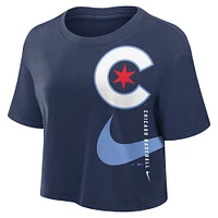 T-shirt court Nike Chicago Cubs City Connect Performance pour femme, bleu marine