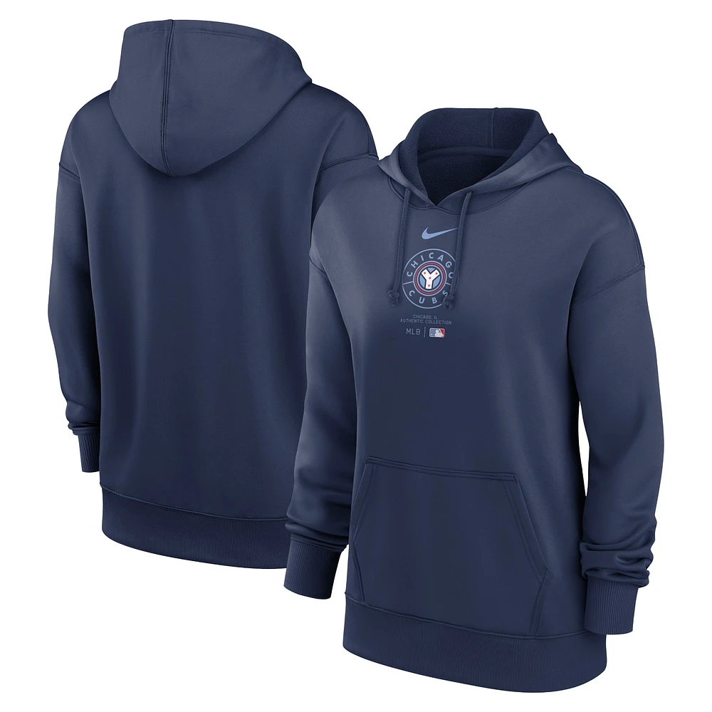 Women's Nike Navy Chicago Cubs City Connect Practice Performance Pullover Hoodie