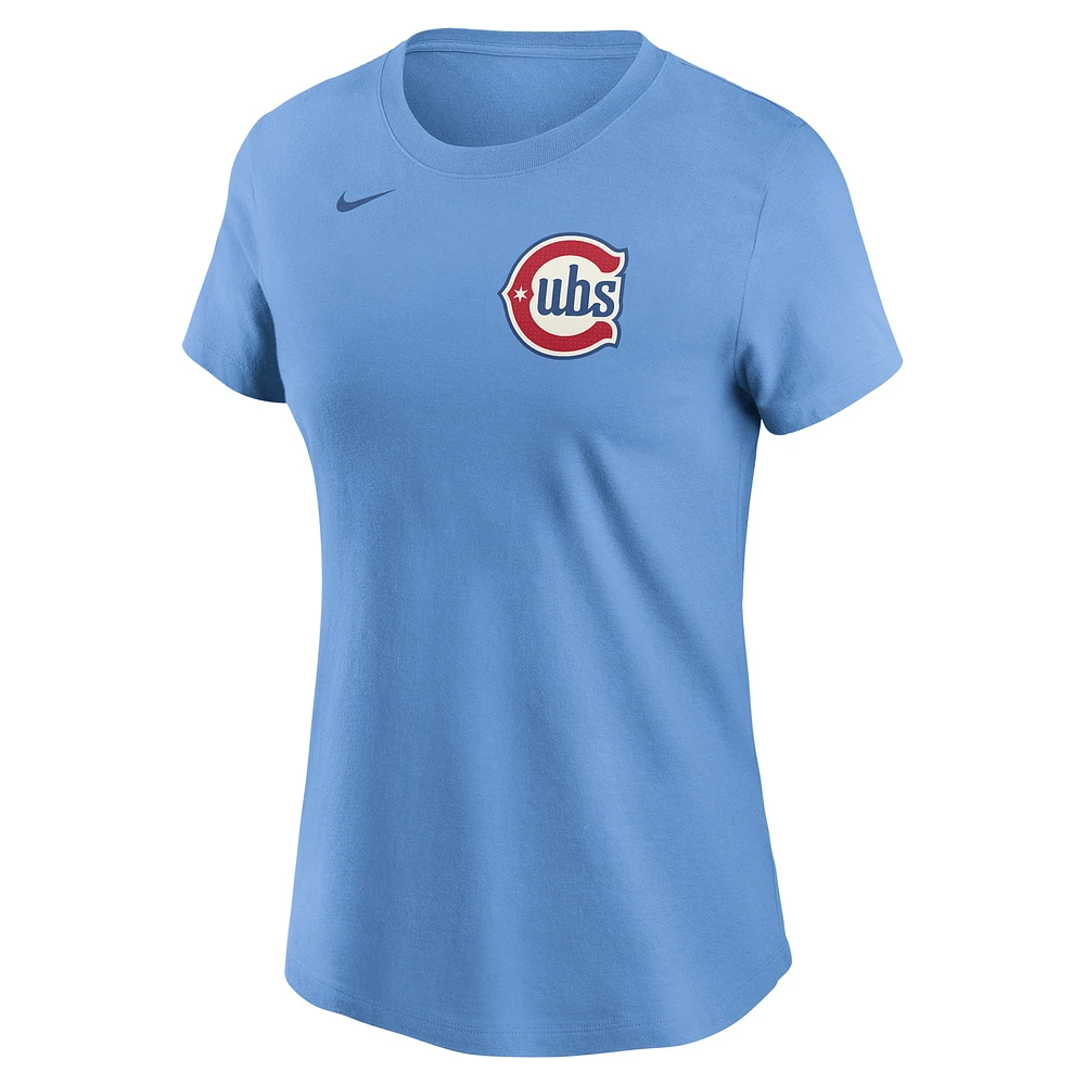 Women's Nike Pete Crow-Armstrong Baby Blue Chicago Cubs Fuse Name & Number T-Shirt