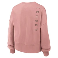 Women's Nike Pink Chicago Cubs Statement Oversized Long Sleeve Cropped Sweatshirt