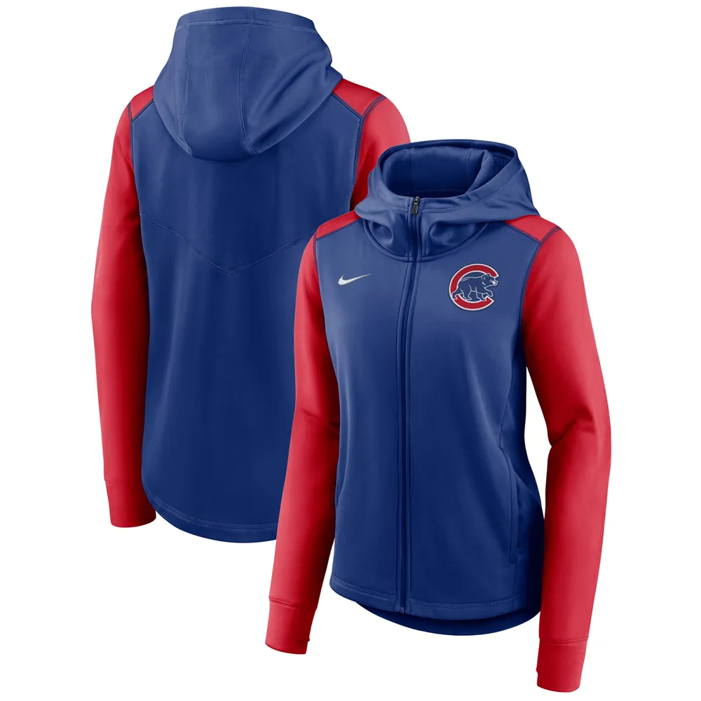 Sweat à capuche entièrement zippé Nike Cubs Chicago Authentic Collection pour Femme, bleu royal/rouge