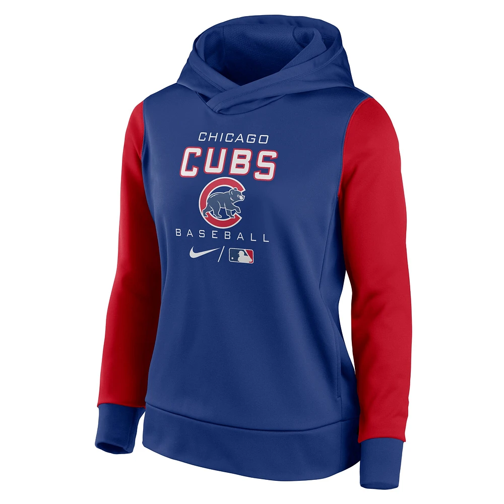 Sweat à capuche Chicago Cubs Authentic Collection Nike pour femme, bleu royal/rouge