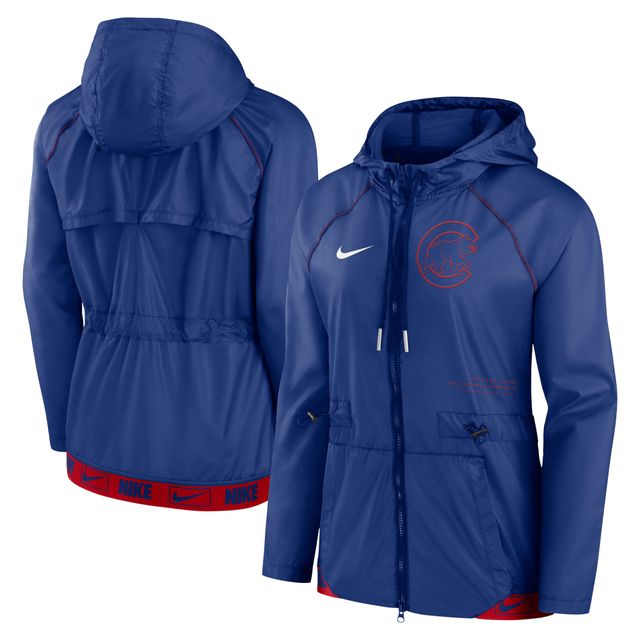 Veste à capuche entièrement zippée Nike Royal/Rouge Chicago Cubs Statement Raglan pour femme