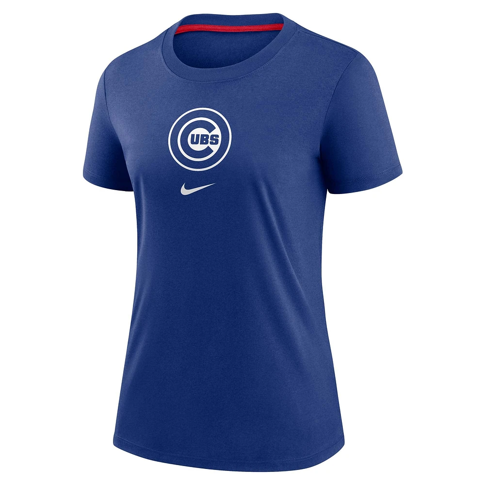 Women's Nike Royal Chicago Cubs Authentic Collection Early Work Tri-Blend T-Shirt