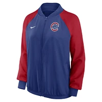 Women's Nike Royal Chicago Cubs Authentic Collection Team Raglan Performance Full-Zip Jacket