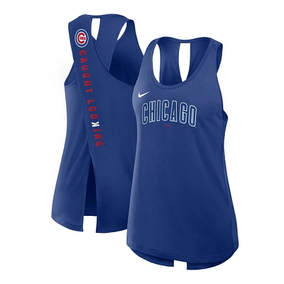 Women's Nike Royal Chicago Cubs Crisscross Performance Tank Top