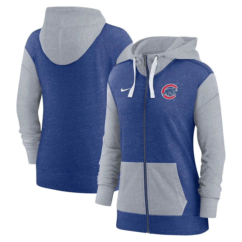 Sweat à capuche zippé Nike Royal Chicago Cubs pour Femme