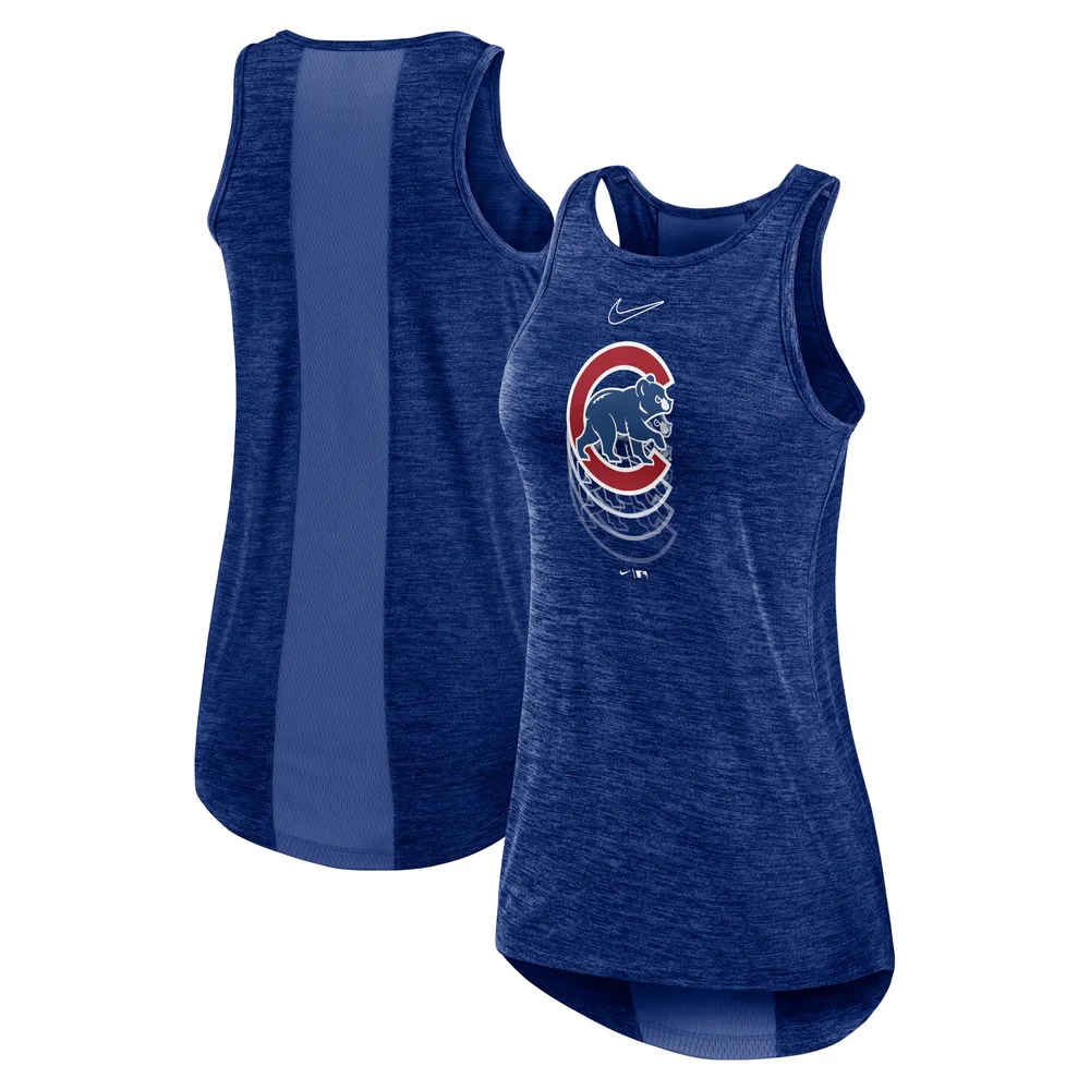 Débardeur Performance Nike Royal Chicago Cubs Logo Fade High Neck pour Femme