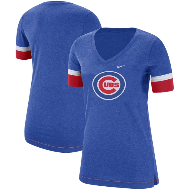 Women's Nike White/Royal Chicago Cubs Next Up Tri-Blend Raglan 3/4