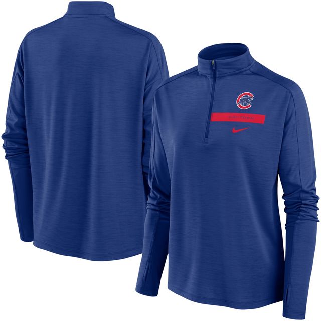 Haut à quart de zip Nike Royal Chicago Cubs Primetime Local Touch Pacer pour femme