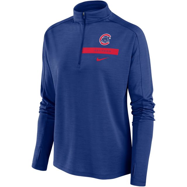 Haut à quart de zip Nike Royal Chicago Cubs Primetime Local Touch Pacer pour femme