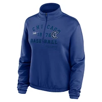 Sweat-shirt semi-court à demi-zip et ourlet bulle Nike Royal Chicago Cubs Rewind Splice pour femme