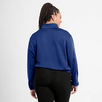 Women's Nike Royal Chicago Cubs Rewind Splice Half-Zip Semi-Cropped Bubble Hem Sweatshirt