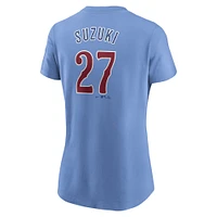 Women's Nike Seiya Suzuki Baby Blue Chicago Cubs Fuse Name & Number T-Shirt