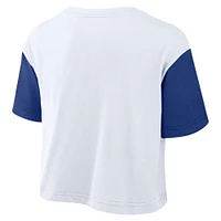 Women's Nike White/Royal Chicago Cubs Script Cropped Performance T-Shirt