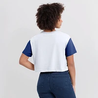 Women's Nike White/Royal Chicago Cubs Script Cropped Performance T-Shirt