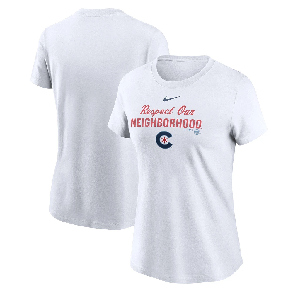 T-shirt Nike blanc Chicago Cubs City Connect pour femme