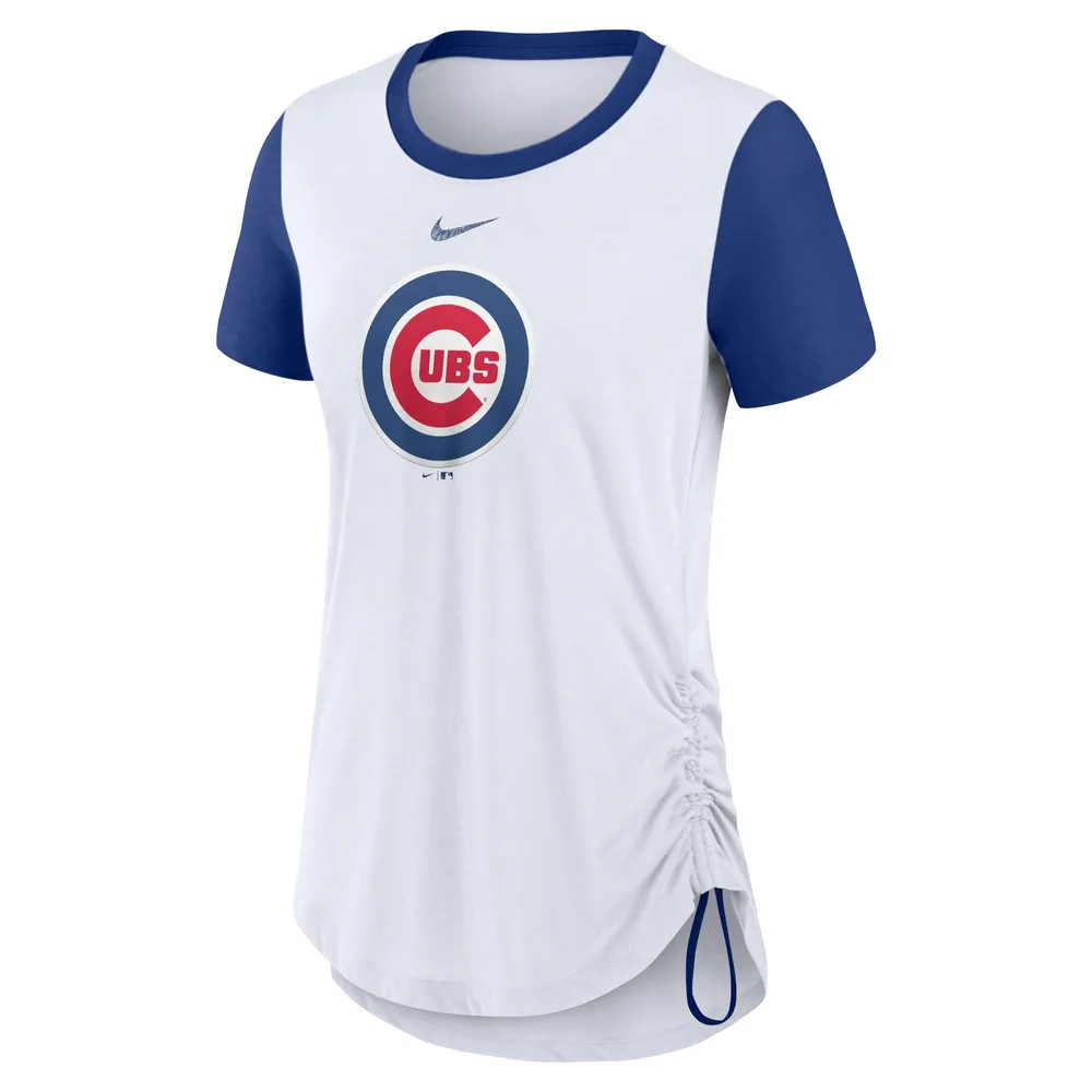 T-shirt Nike Chicago Cubs Hipster Swoosh Cinched Tri-Blend Performance pour femme - Blanc